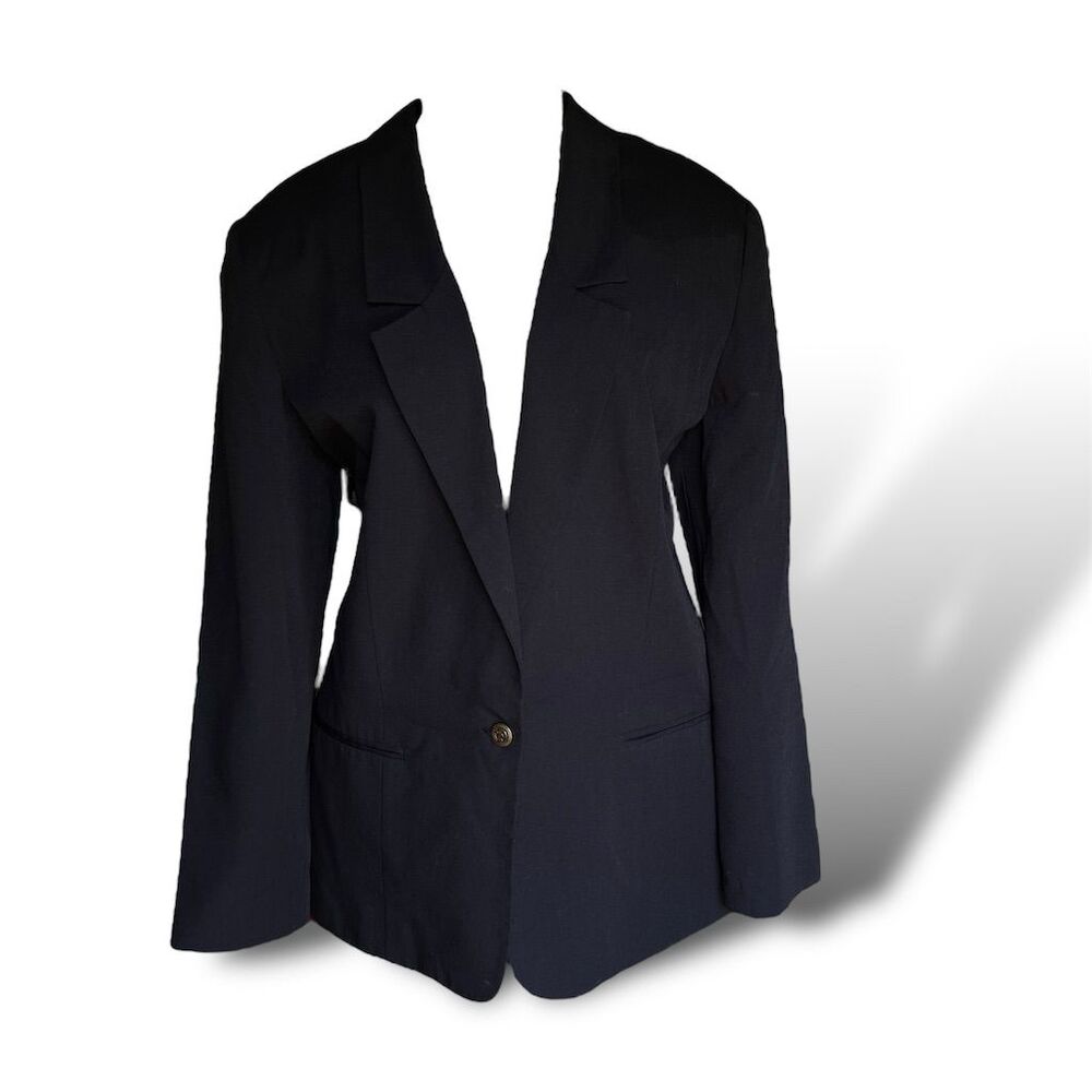 Vintage Vinci Clothiers Women's Navy Blue One-Button Blazer Size M